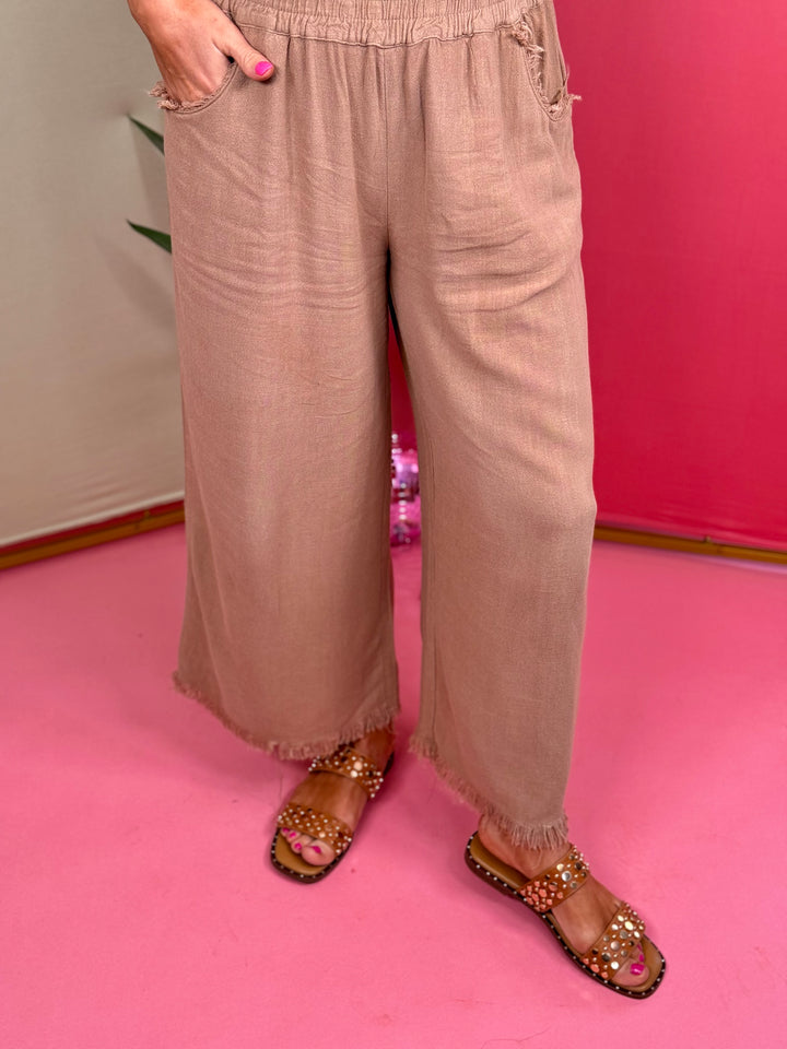 Linen Blend Wide Leg Pants - 6 Color Options - Available Small Through Extended Sizes