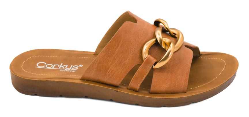 Pre-Order: Cognac Faux Leather Sandal