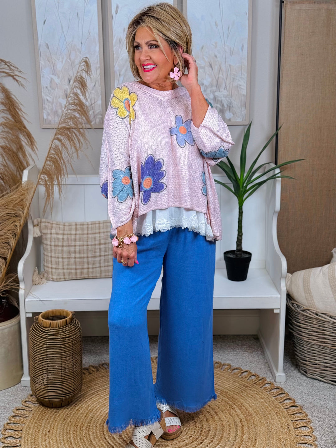 Linen Blend Wide Leg Pants - 6 Color Options - Available Small Through Extended Sizes