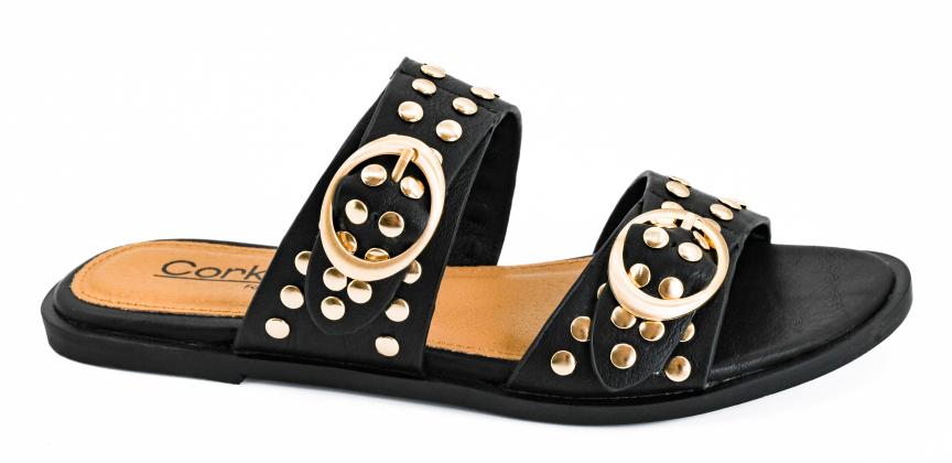 Pre-Order: Black Sandal w/Gold Detail