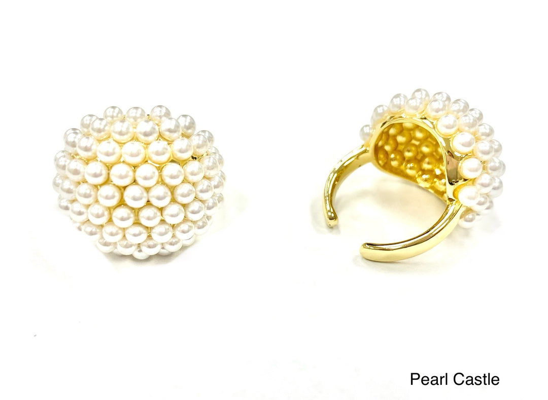 Gold Pearl Castle Ring