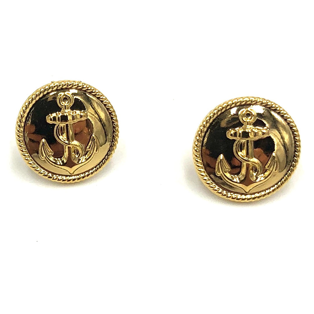 Gold Anchor Deadstock Stud Earrings