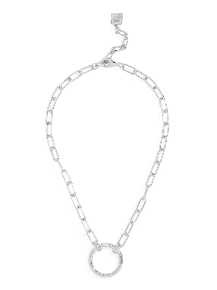Circle Charm Link Collar Necklace - 2 Color Options