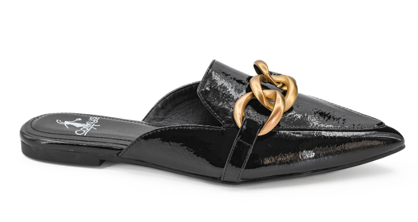 Black Mule with Chain Detail