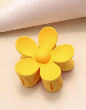 Yellow Oversize Matte Flower Hair Claw Clip