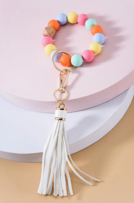 Multi Bead Tassel Bracelet Key Holder