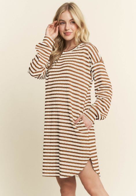 Camel Striped Dress