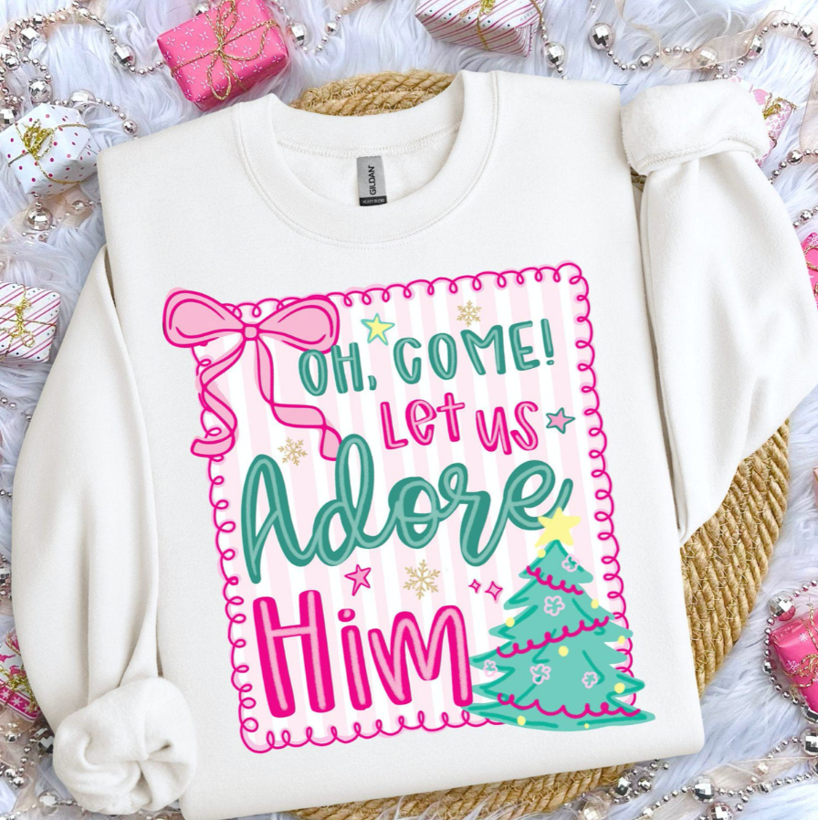 White "Oh Come Let Us Adore Him" Tee/Sweatshirt