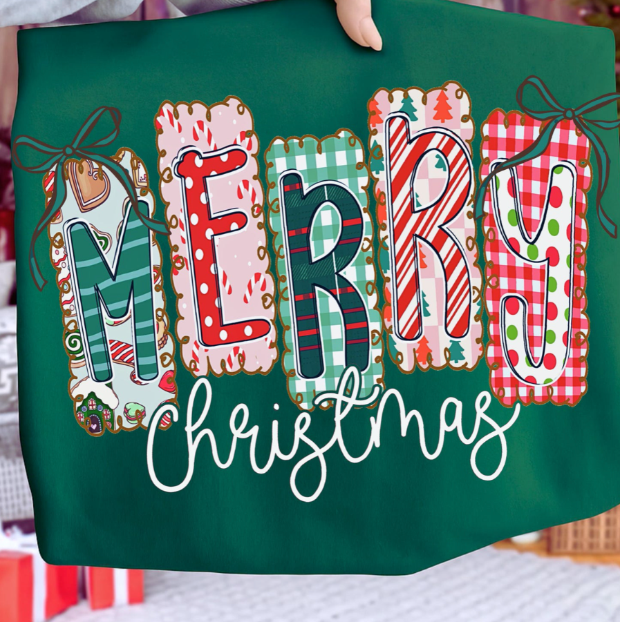 Forest Green "Merry Christmas" Stamp Tee/Sweatshirt