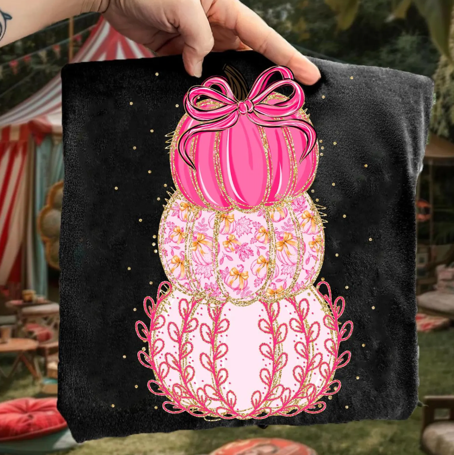 Black Pink Stack Coquette Pumpkin Tee/Sweatshirt