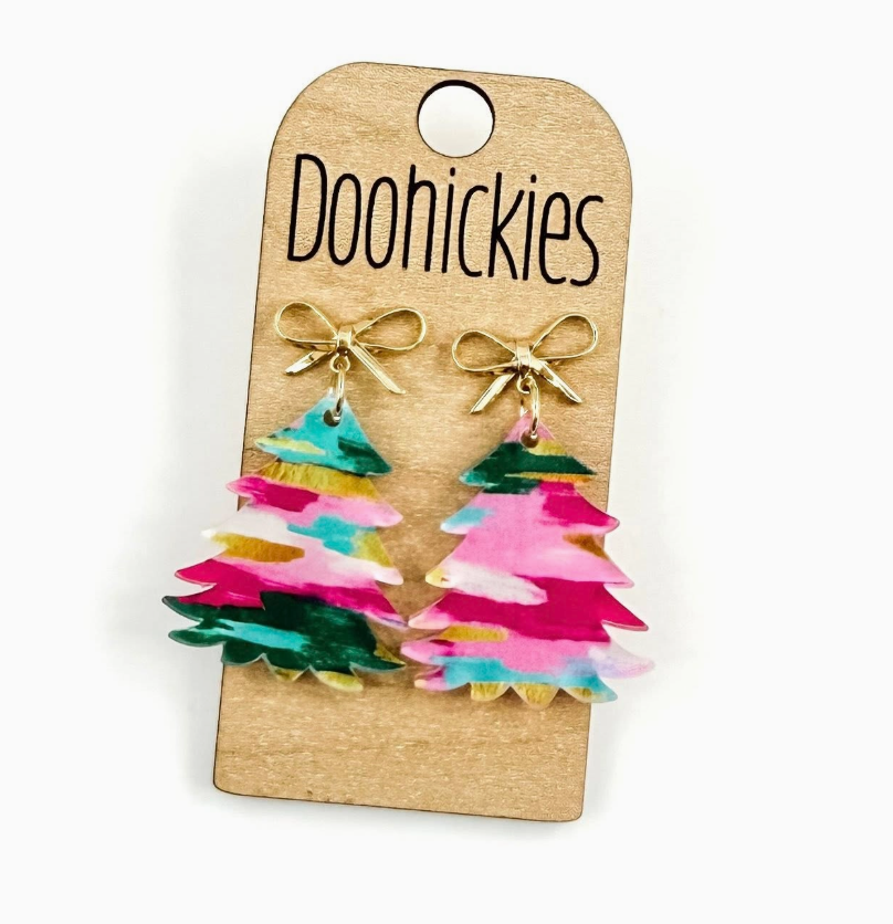 Teal Strokes Christmas Acrylic Earrings