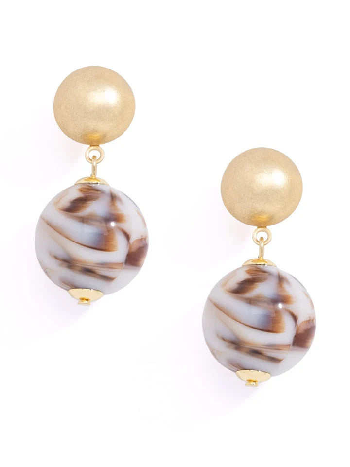 RESTOCKED: Large 20mm Marbled Resin Bead Drop Earring
