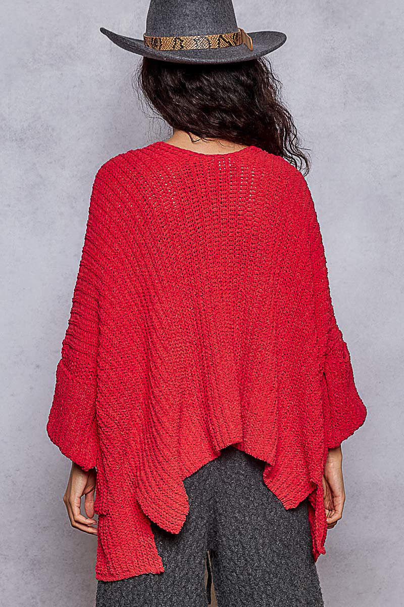 Apple Red Cable-Knit Cardigan w/Pockets