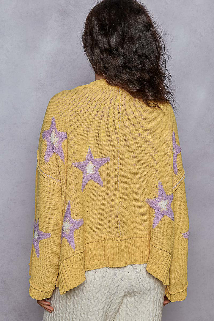 Mustard Chenille Sweater w/Star Detail