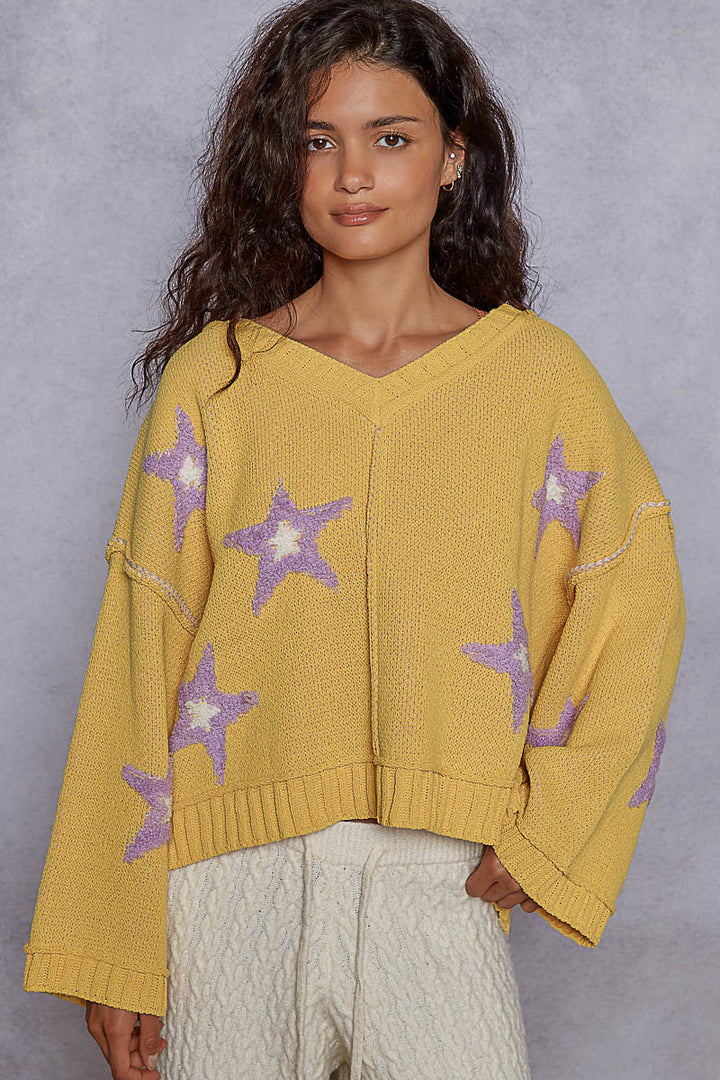 Mustard Chenille Sweater w/Star Detail