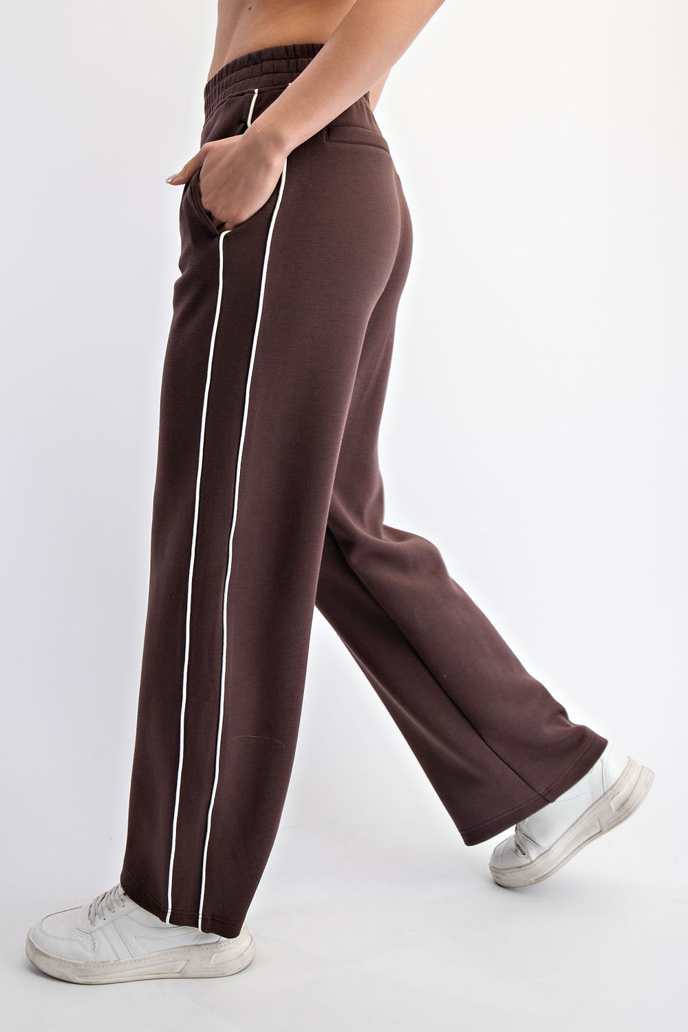 Espresso Modal Scuba Two Stripe Piping Pant