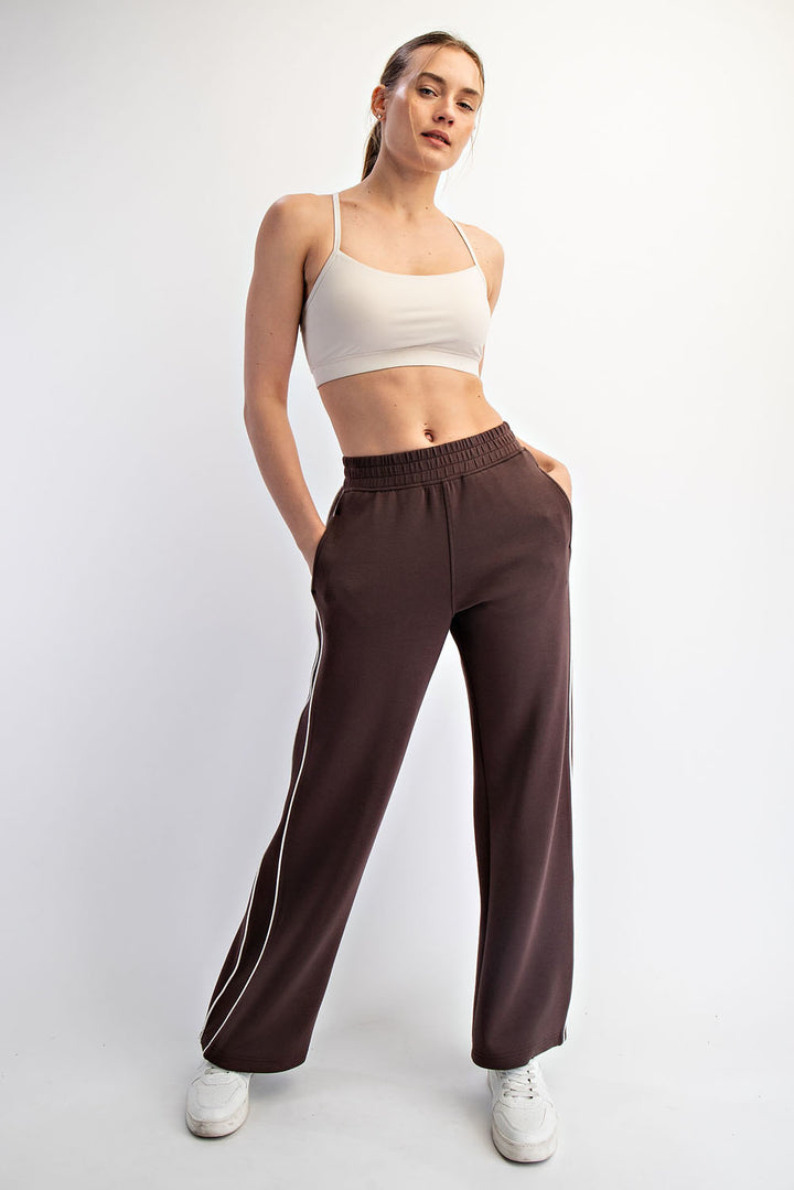 Espresso Modal Scuba Two Stripe Piping Pant