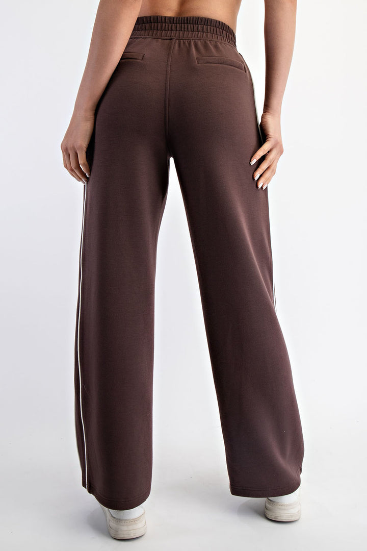 Espresso Modal Scuba Two Stripe Piping Pant