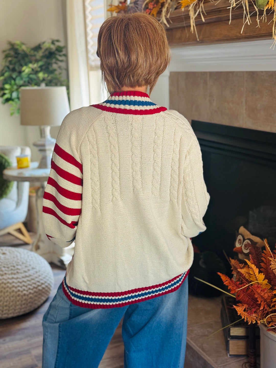 Chenille Sweater Jacket w/Star Detail - 2 Color Options