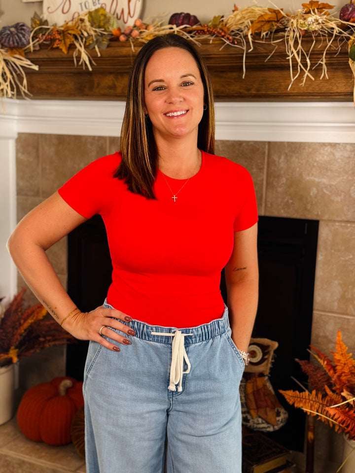 Short Sleeve Waist Length Top - 10 Color Options
