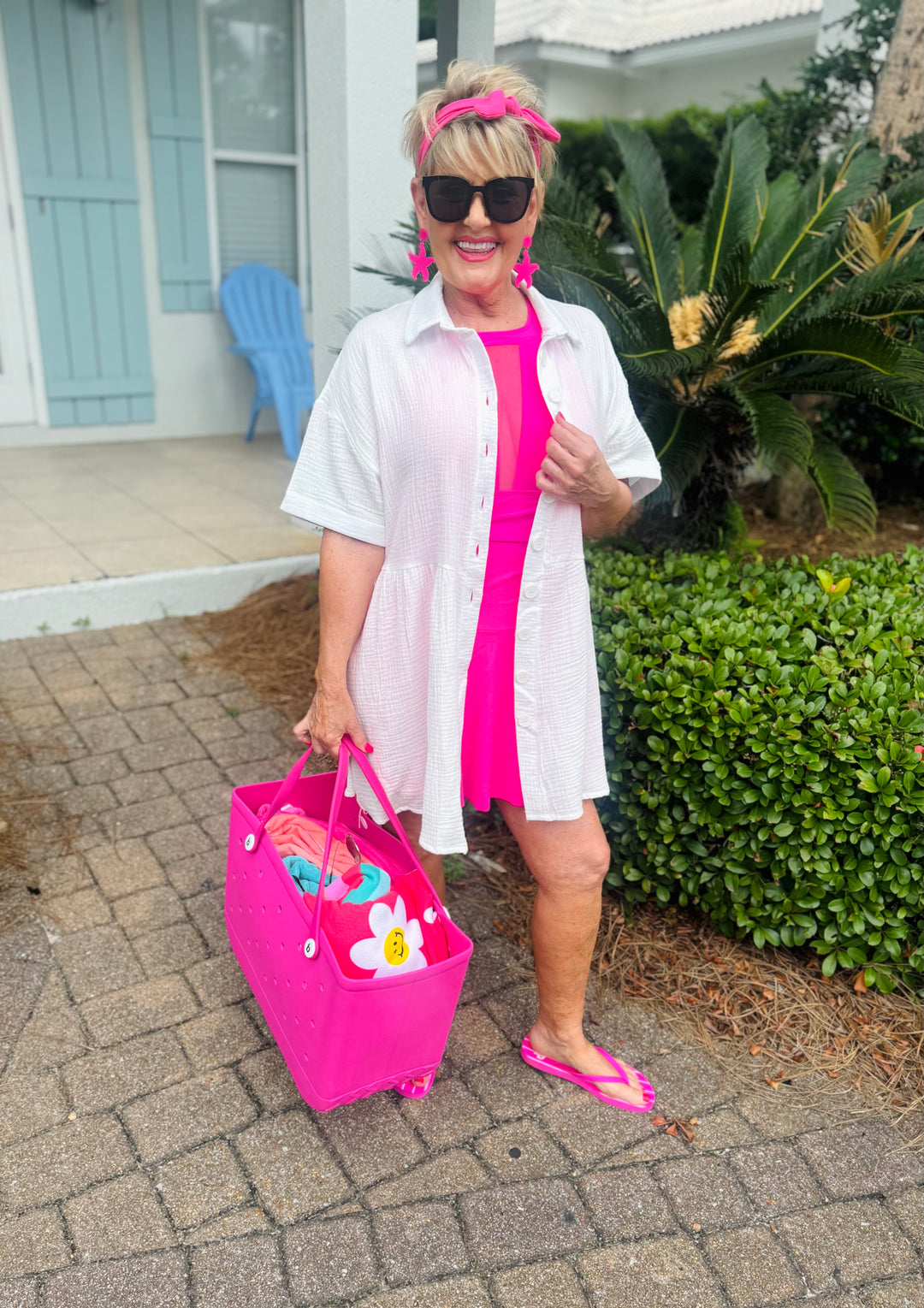 Gauze Collared Button Down Dress/Swimsuit Cover
