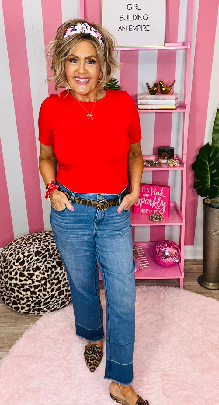 27" inseam Tomboy Jean with Raw Hem-Medium Wash