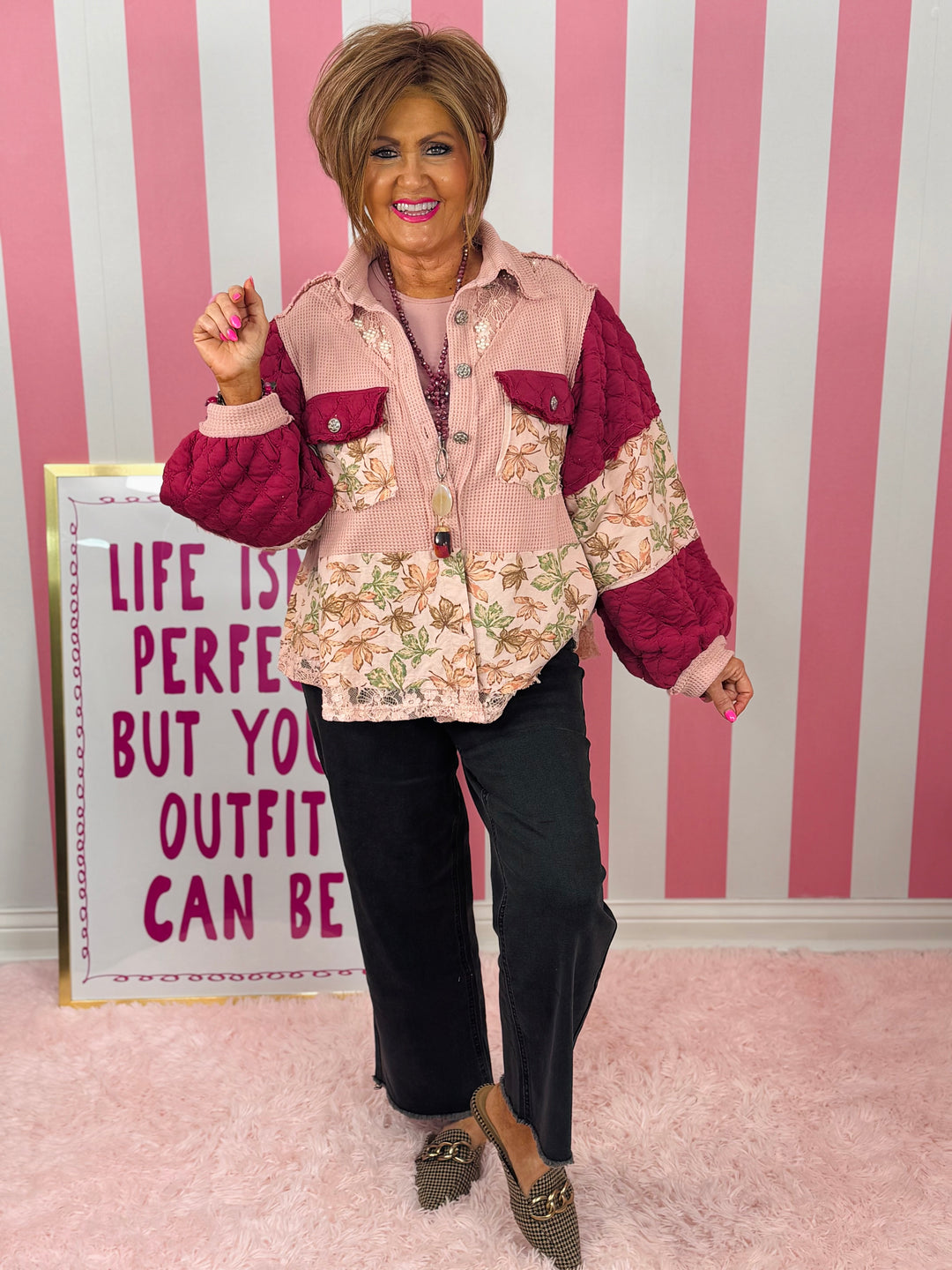 Mauve Balloon Sleeve Jacket