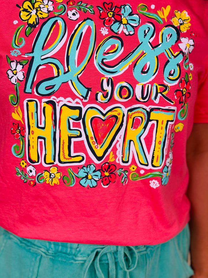 Coral Silk Soft Bless Your Heart Tee - Available Small Through Extended Sizes