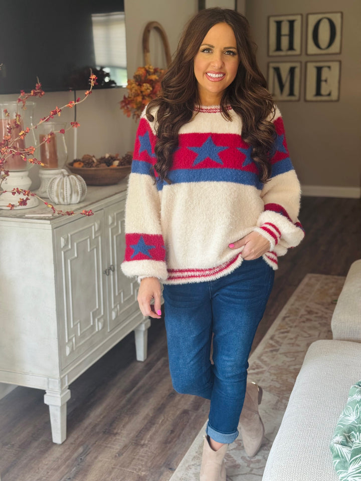 Mohair Sweater w/Star Pattern - 2 Color Options