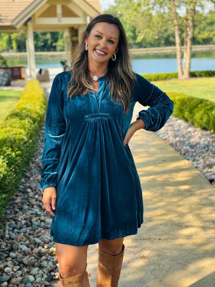 Long Sleeve Soft Velvet Tunic Dress - 5 Color Options - Small Through Extended Sizes