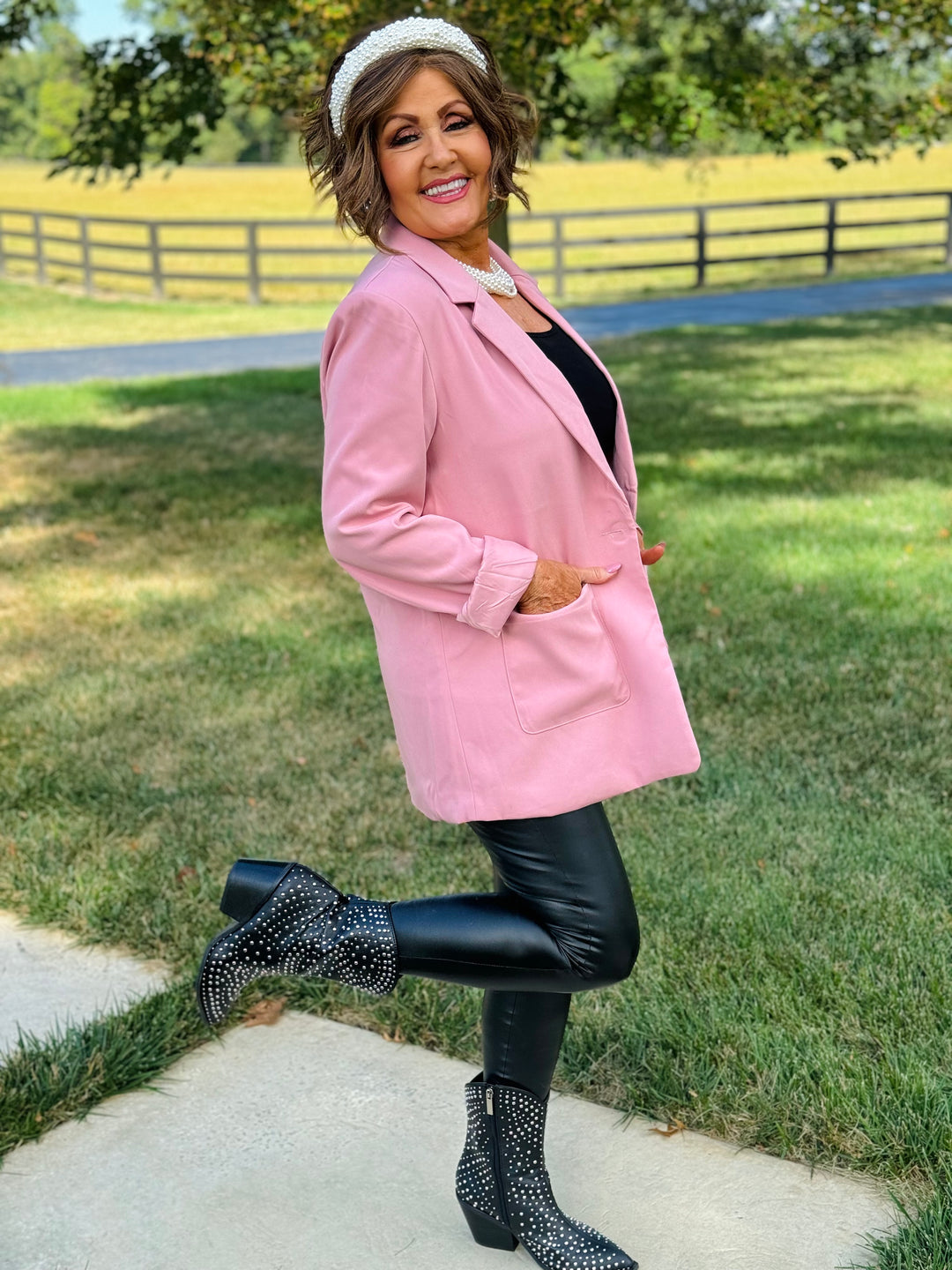 Pink Boyfriend Blazer - Small Through Extended Sizes