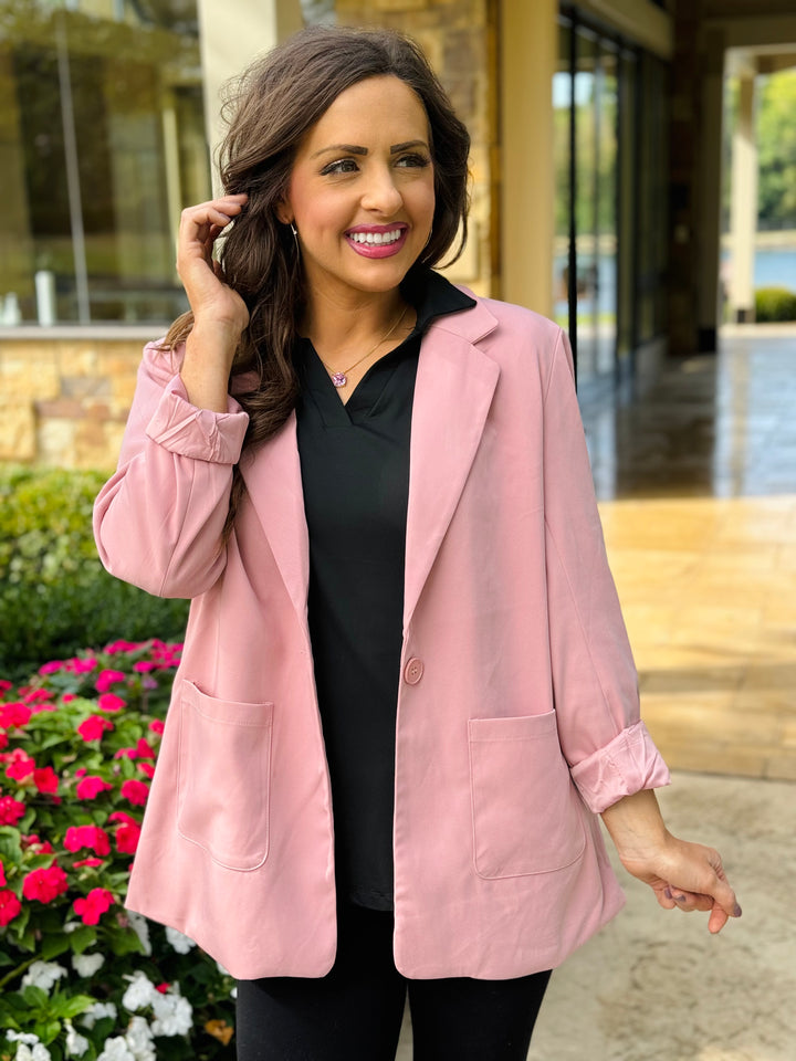 Pink Boyfriend Blazer - Small Through Extended Sizes