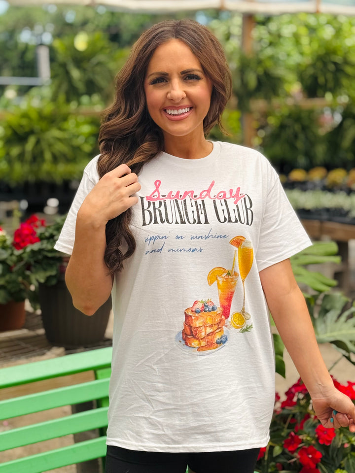 White "Sunday Brunch Club" Graphic Tee