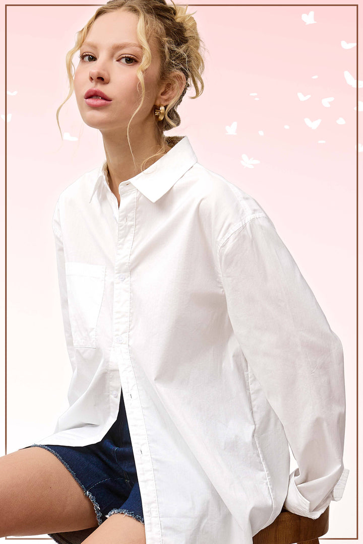 Classic Collared Button Down Poplin Shirts - 2 Color Options