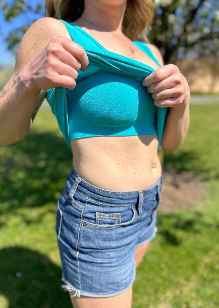 SALE: Built in Bra Tank-Aqua