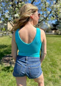 SALE: Built in Bra Tank-Aqua