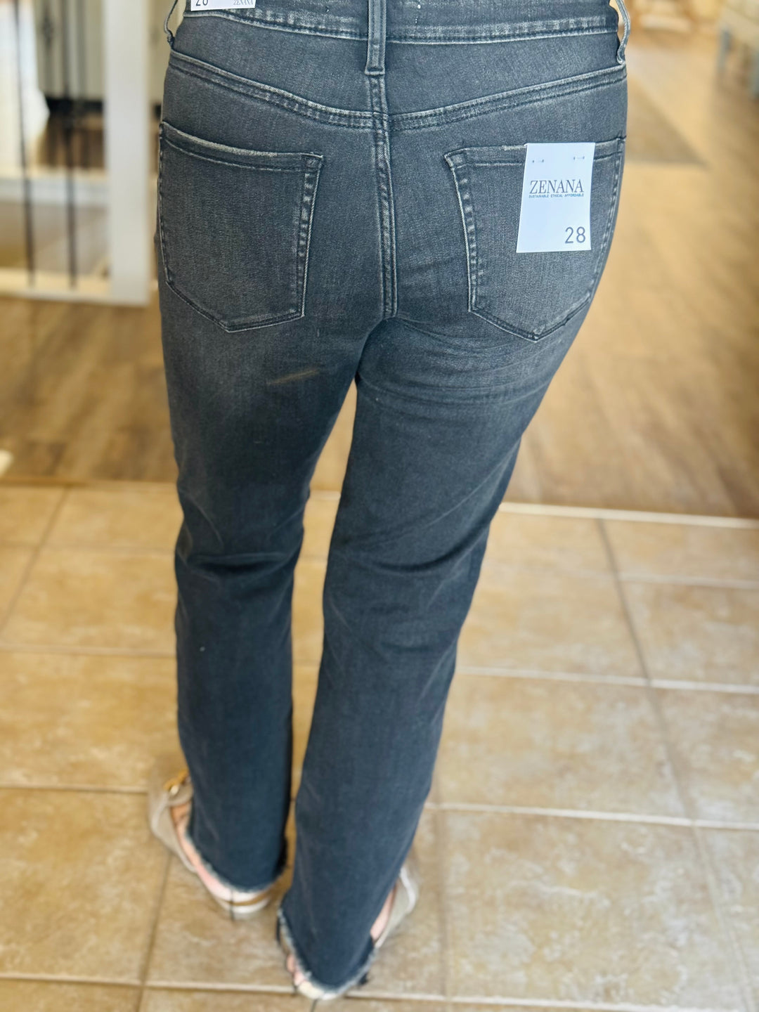 Washed Cropped Denim Pants