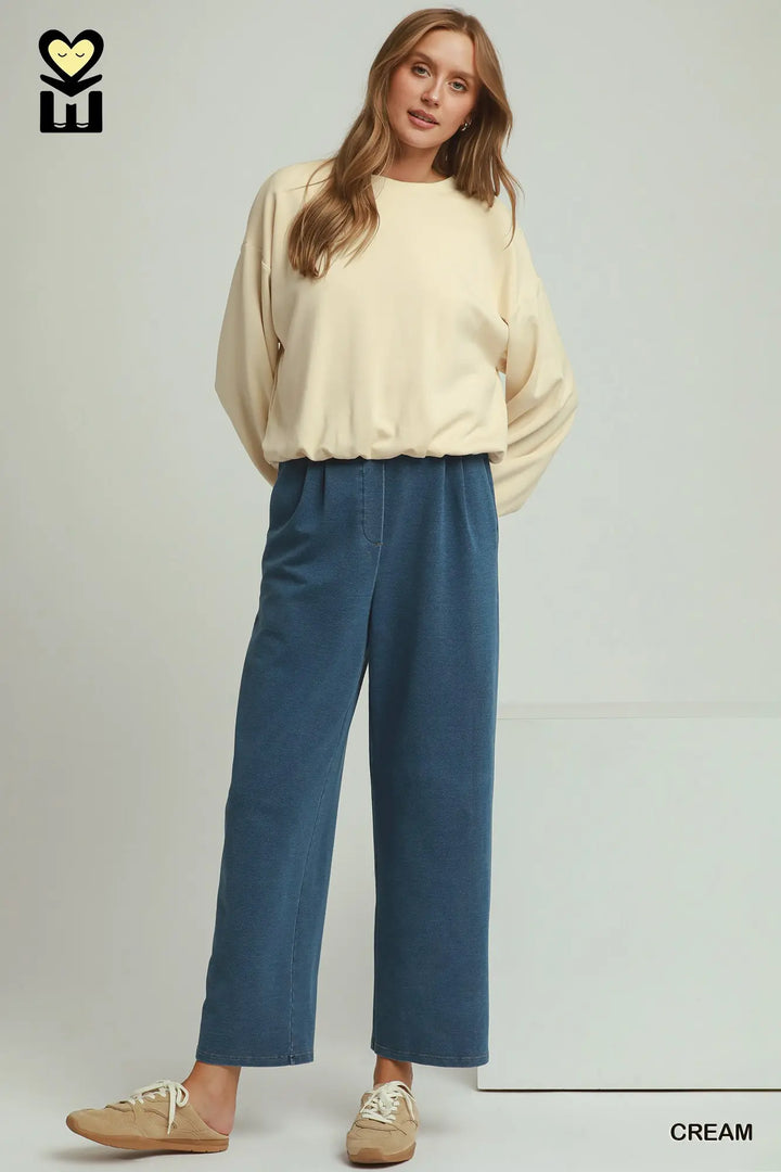 Bubble Hem Luxe Knit Long Sleeve Top-2 Color Options
