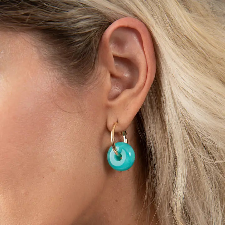 Marble Beaded Hoop Earring-4 Color Options