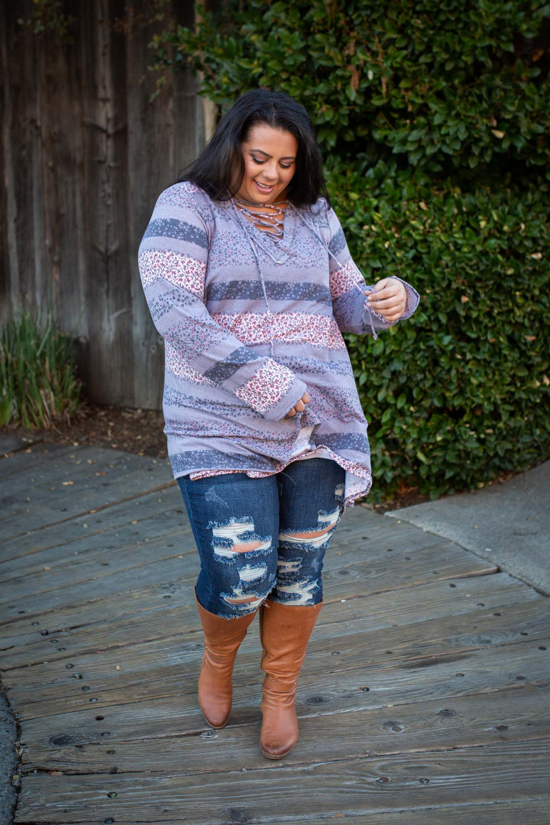 Floral Paths Long Sleeve Tunic