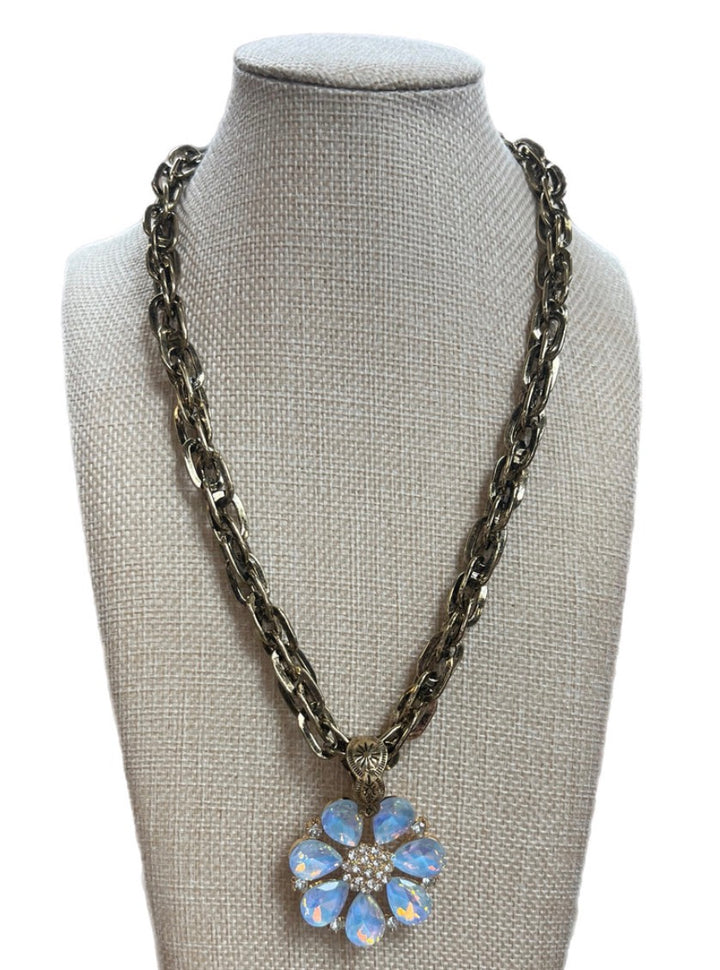 Flower Crystal Necklace-2 Color Options
