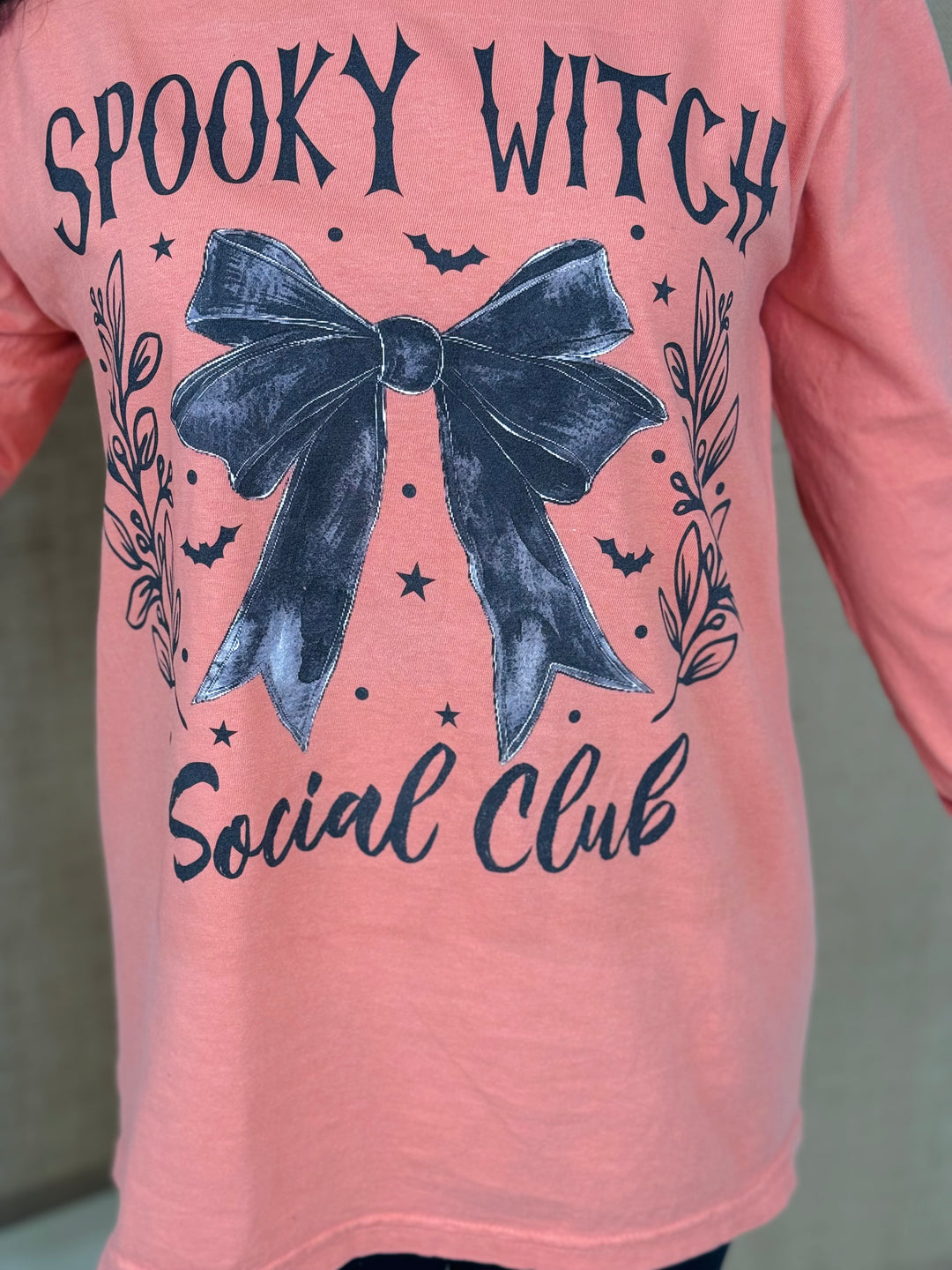 Terracotta Spooky Witch Social Club Long Sleeve Graphic Tee - Medium Through Extended Sizes