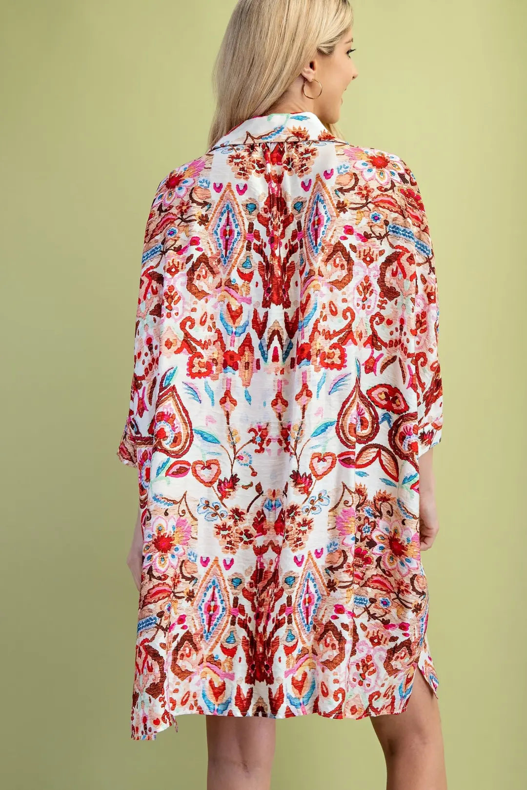 Watercolor Print Button Down Shirt Dress