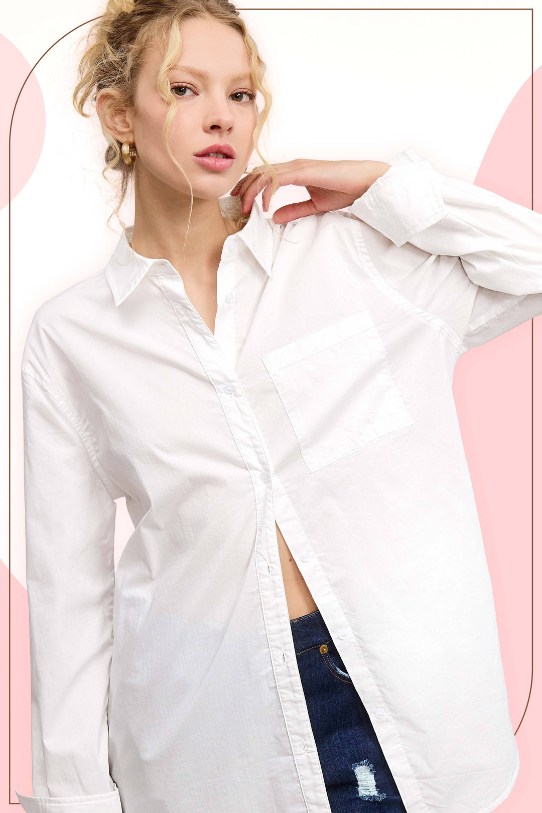 Classic Collared Button Down Poplin Shirts - 2 Color Options