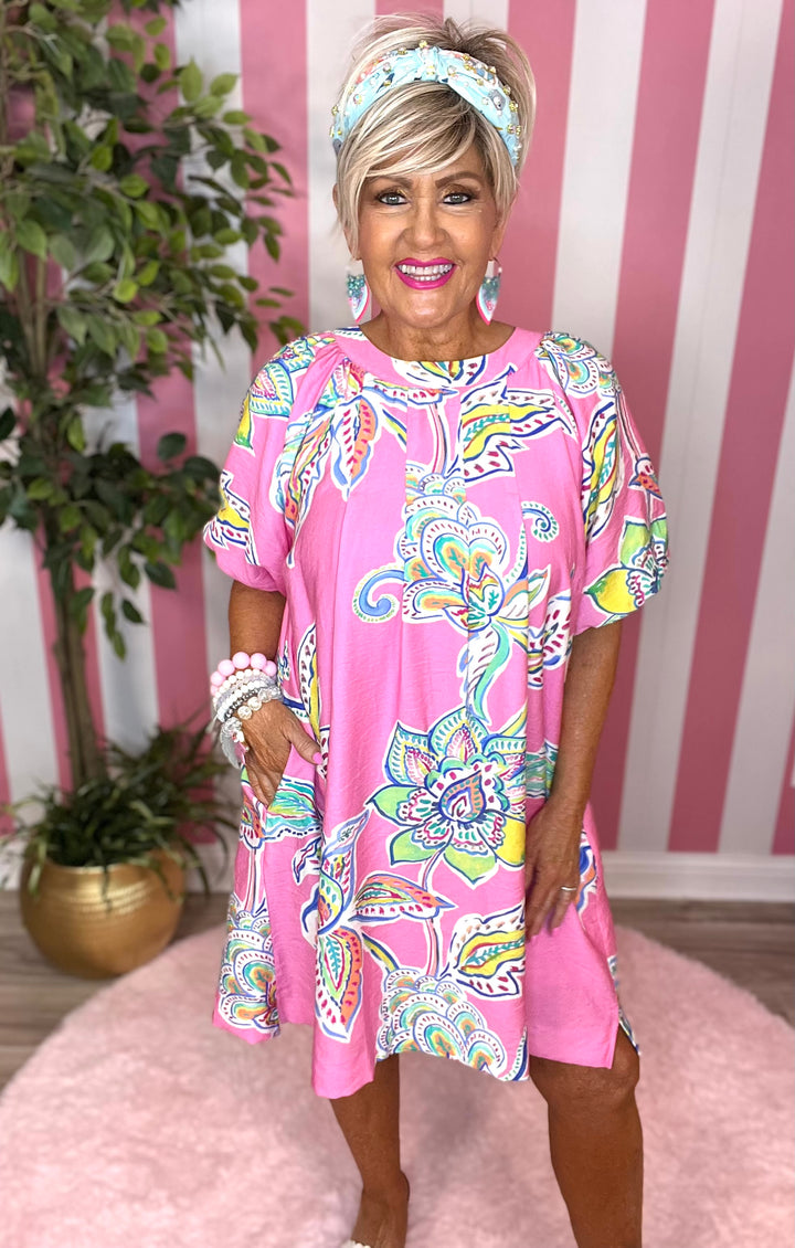 Paisley Dress-Pink