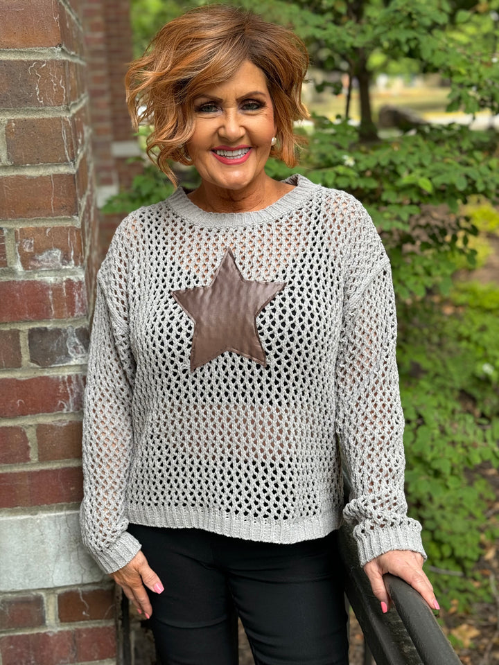 Sting Ray Star Crochet Long Sleeve Sweater