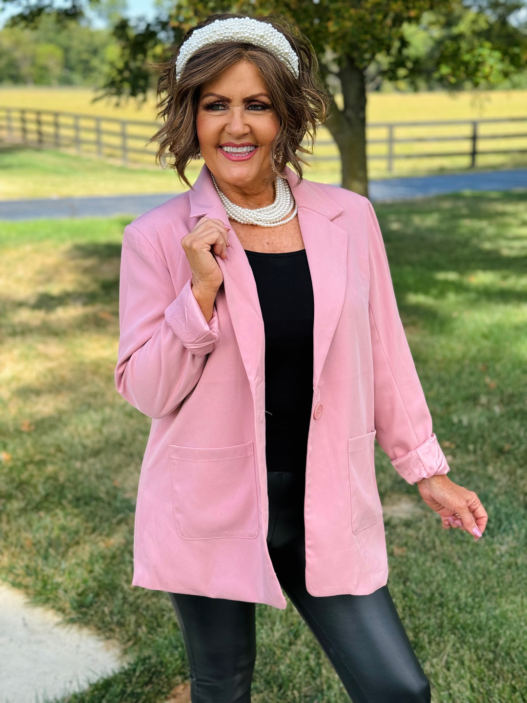 Pink Boyfriend Blazer - Small Through Extended Sizes