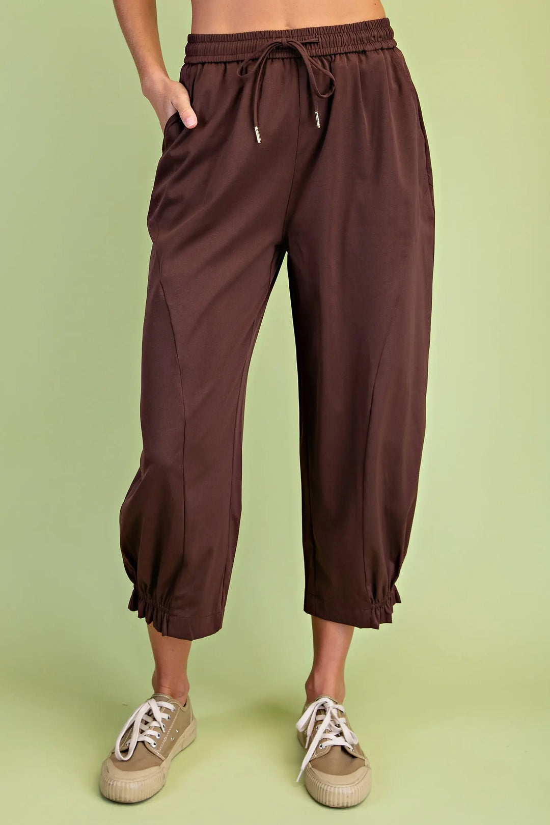 Balloon Pants with Gathered Ankle Detail-2 Color Options