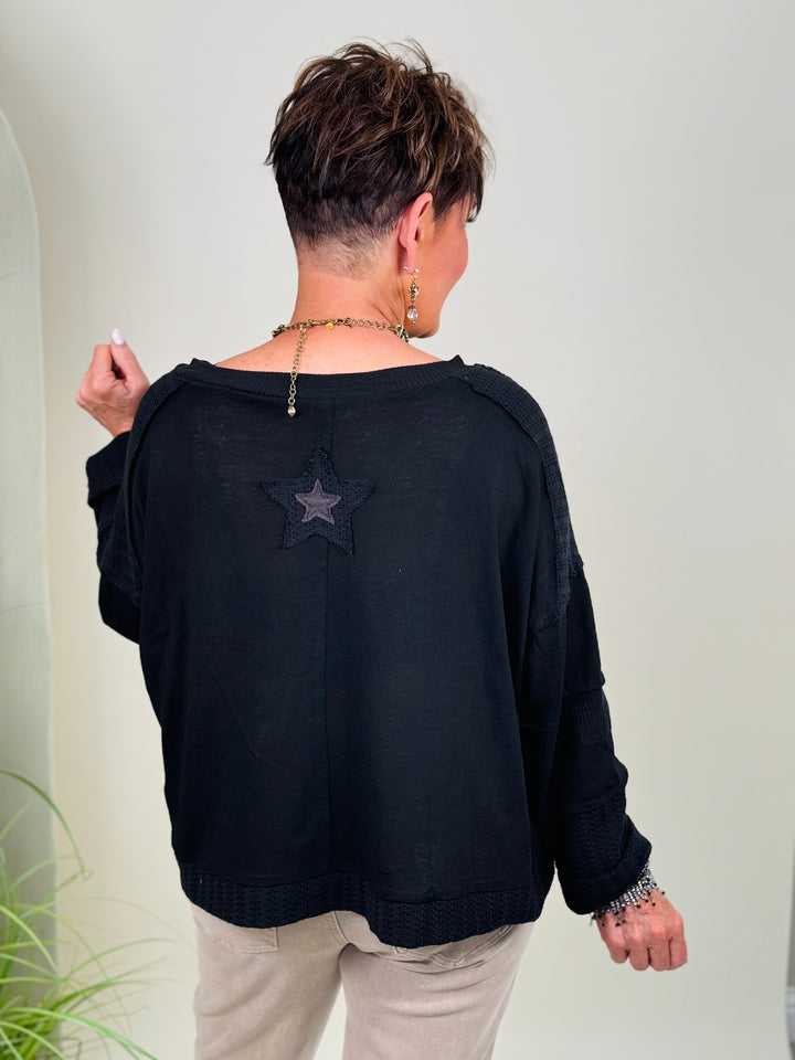 POL: Black Star Patched Top