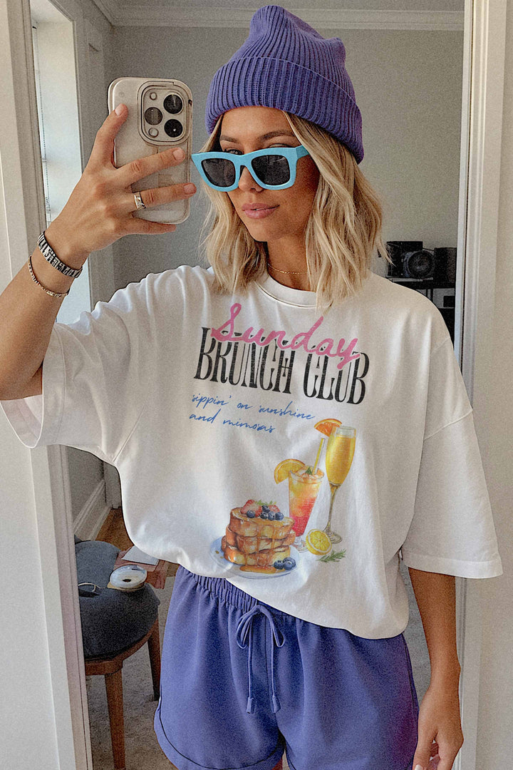 White "Sunday Brunch Club" Graphic Tee